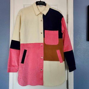 Hot and Delicious Women's Oversized Color Block Shacket Size Medium